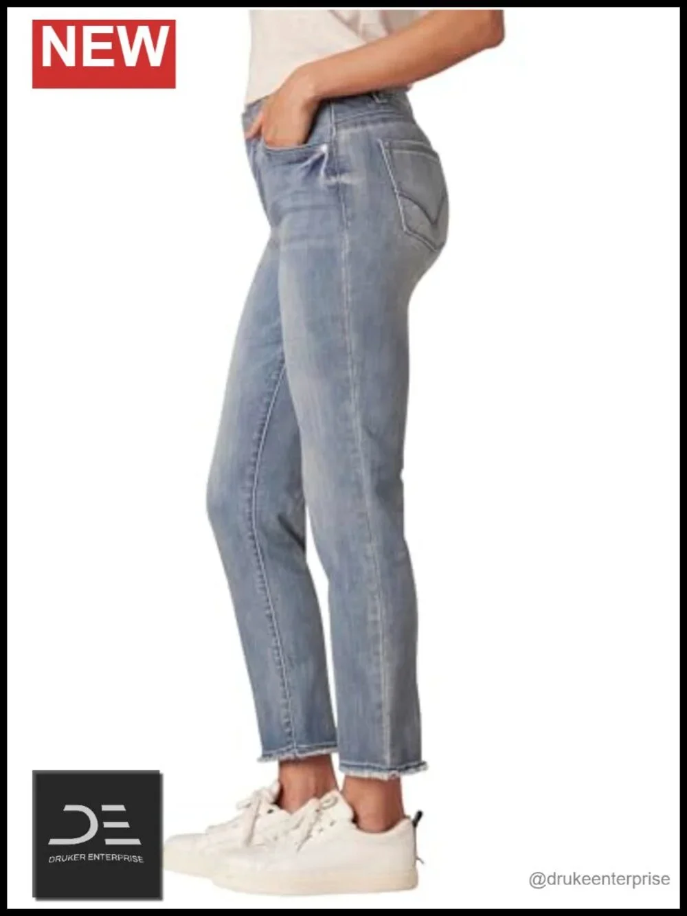 Women's Ab Solution Slim Straight Jeans Mid Rise Stretch Cotton Fray Hem